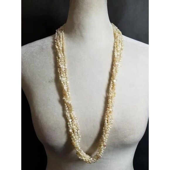 Luxury 5 Strand Pearl Necklace 30 IN & stamped 14k gold filigree clasps VTG Lux - Picture 15 of 15